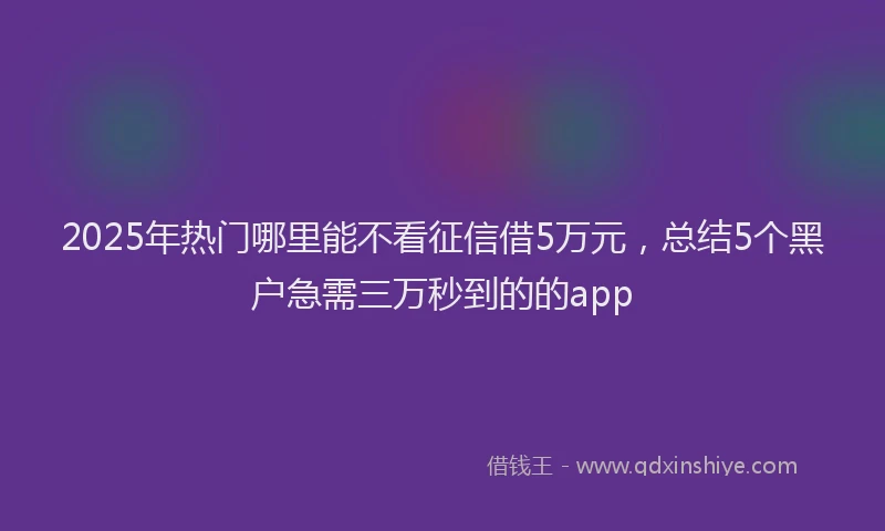 2025年热门哪里能不看征信借5万元，总结5个黑户急需三万秒到的的app