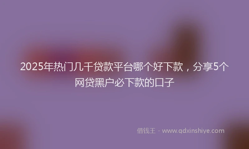 2025年热门几千贷款平台哪个好下款，分享5个网贷黑户必下款的口子