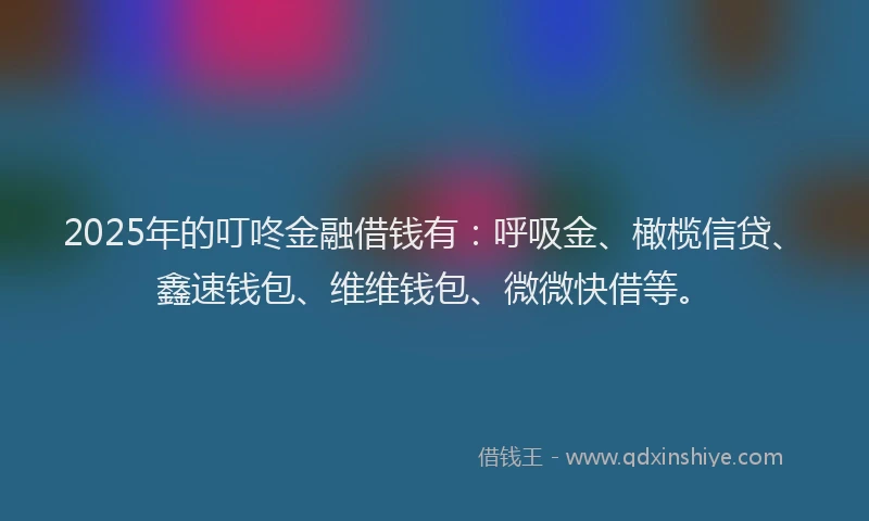 2025年的叮咚金融借钱有：呼吸金、橄榄信贷、鑫速钱包、维维钱包、微微快借等。