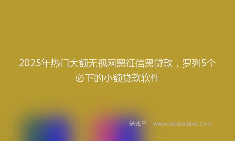 2025年热门大额无视网黑征信黑贷款，罗列5个必下的小额贷款软件