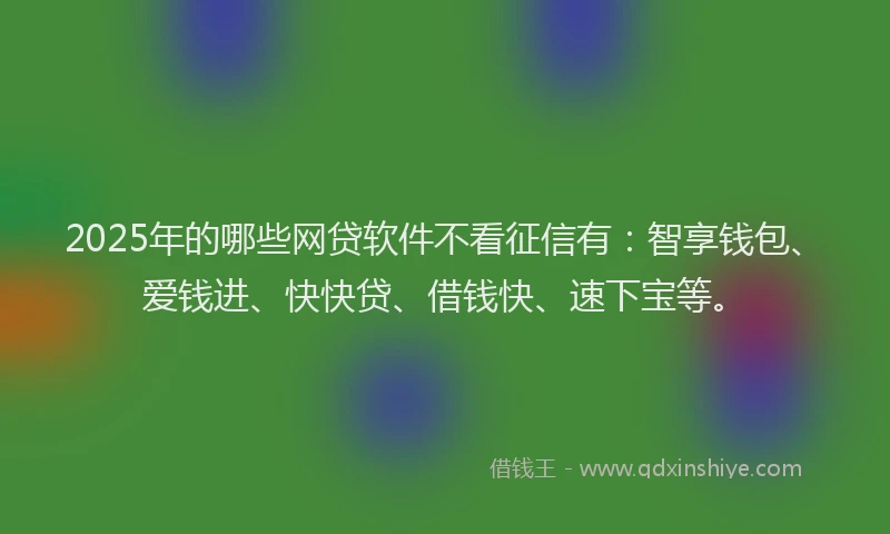 2025年的哪些网贷软件不看征信有：智享钱包、爱钱进、快快贷、借钱快、速下宝等。