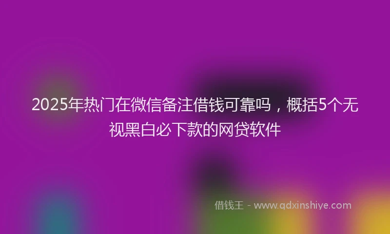 2025年热门在微信备注借钱可靠吗，概括5个无视黑白必下款的网贷软件