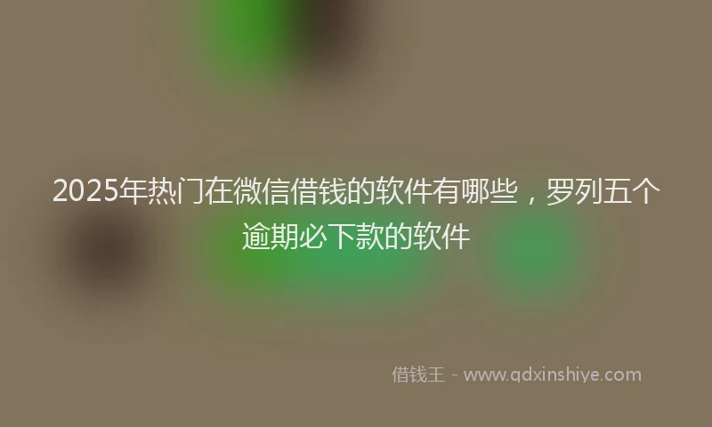 2025年热门在微信借钱的软件有哪些，罗列五个逾期必下款的软件