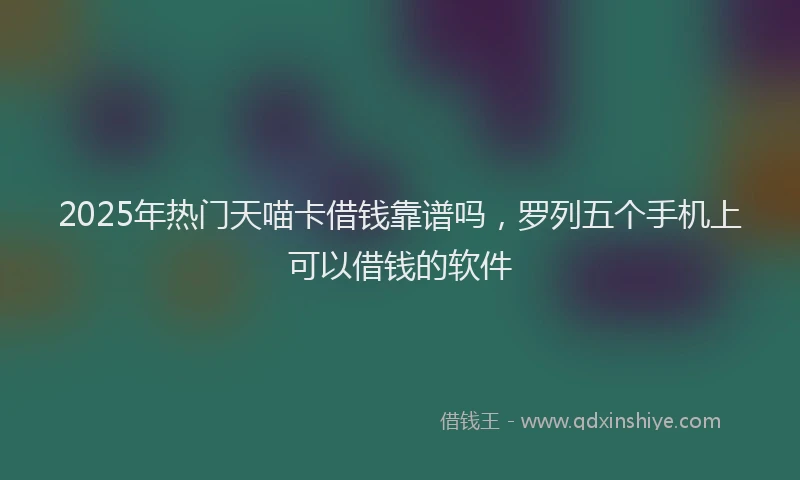 2025年热门天喵卡借钱靠谱吗，罗列五个手机上可以借钱的软件