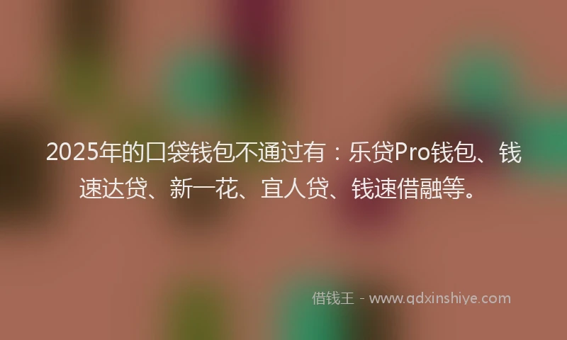 2025年的口袋钱包不通过有：乐贷Pro钱包、钱速达贷、新一花、宜人贷、钱速借融等。