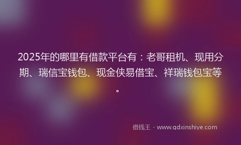 2025年的哪里有借款平台有：老哥租机、现用分期、瑞信宝钱包、现金侠易借宝、祥瑞钱包宝等。