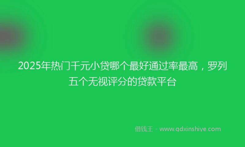 2025年热门千元小贷哪个最好通过率最高，罗列五个无视评分的贷款平台