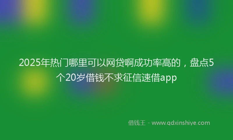2025年热门哪里可以网贷啊成功率高的，盘点5个20岁借钱不求征信速借app
