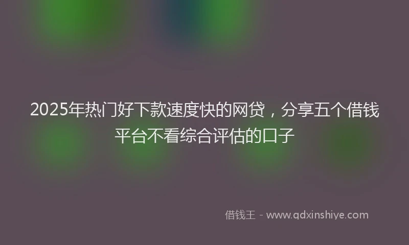 2025年热门好下款速度快的网贷，分享五个借钱平台不看综合评估的口子