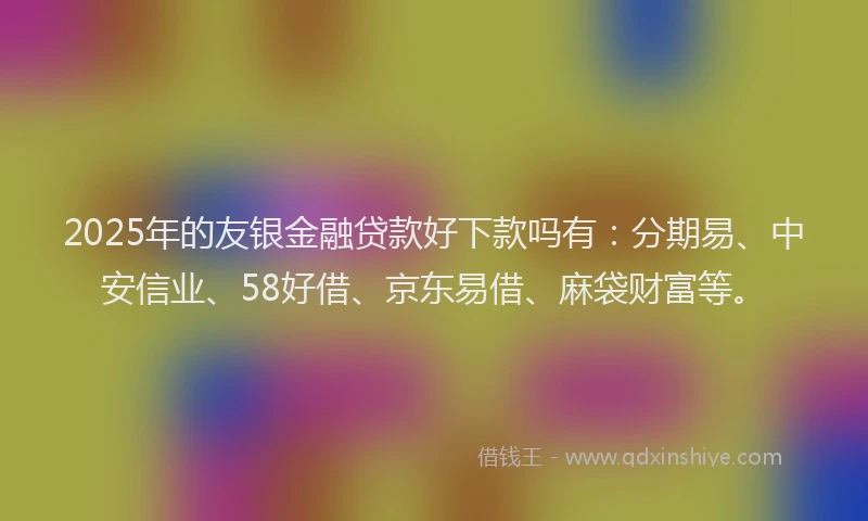 2025年的友银金融贷款好下款吗有：分期易、中安信业、58好借、京东易借、麻袋财富等。