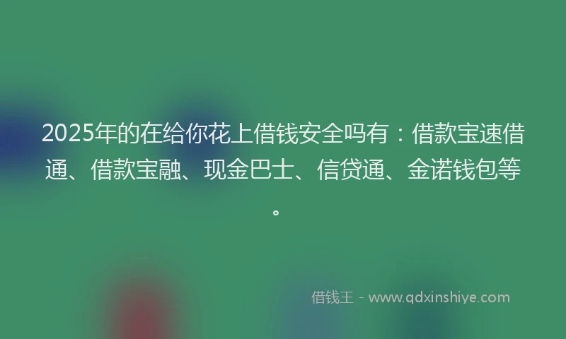 2025年的在给你花上借钱安全吗有：借款宝速借通、借款宝融、现金巴士、信贷通、金诺钱包等。