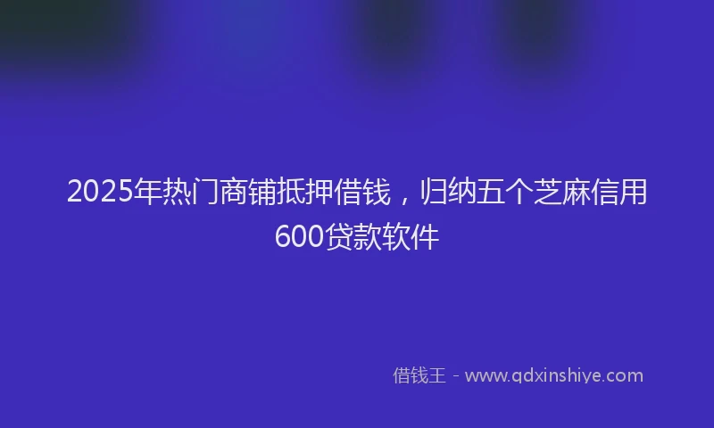 2025年热门商铺抵押借钱，归纳五个芝麻信用600贷款软件