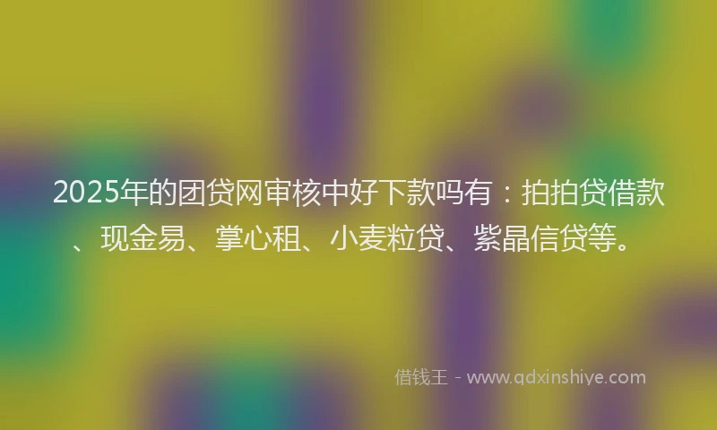 2025年的团贷网审核中好下款吗有：拍拍贷借款、现金易、掌心租、小麦粒贷、紫晶信贷等。