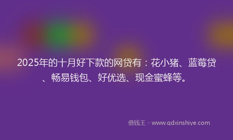 2025年的十月好下款的网贷有：花小猪、蓝莓贷、畅易钱包、好优选、现金蜜蜂等。
