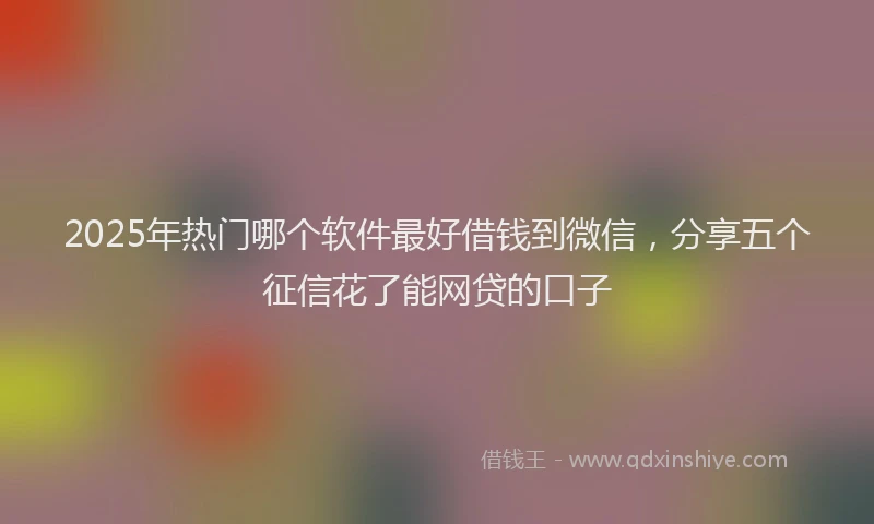2025年热门哪个软件最好借钱到微信，分享五个征信花了能网贷的口子