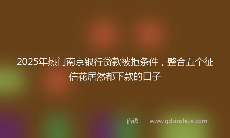 2025年热门南京银行贷款被拒条件，整合五个征信花居然都下款的口子
