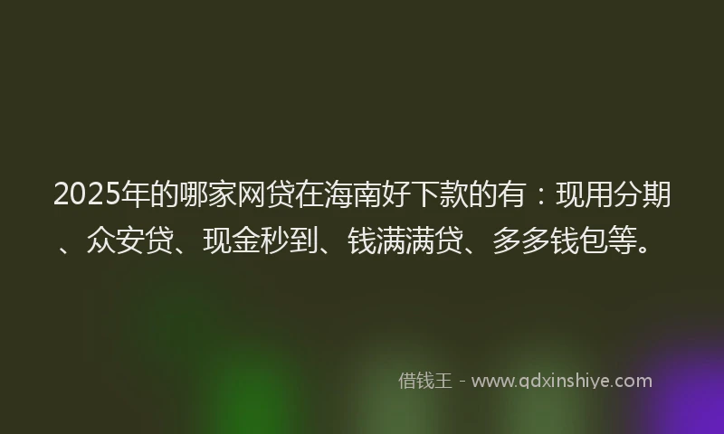 2025年的哪家网贷在海南好下款的有：现用分期、众安贷、现金秒到、钱满满贷、多多钱包等。