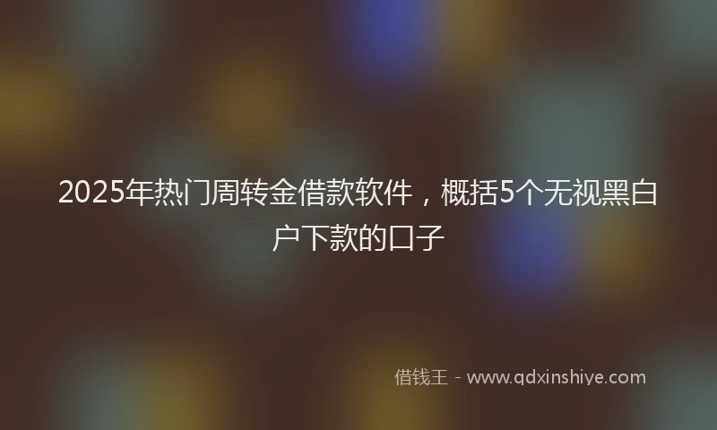 2025年热门周转金借款软件，概括5个无视黑白户下款的口子
