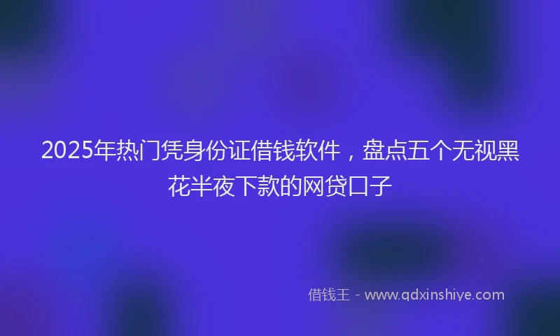 2025年热门凭身份证借钱软件，盘点五个无视黑花半夜下款的网贷口子