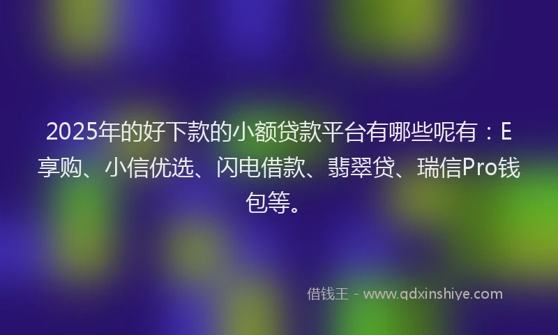 2025年的好下款的小额贷款平台有哪些呢有：E享购、小信优选、闪电借款、翡翠贷、瑞信Pro钱包等。