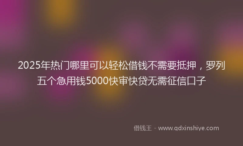 2025年热门哪里可以轻松借钱不需要抵押，罗列五个急用钱5000快审快贷无需征信口子