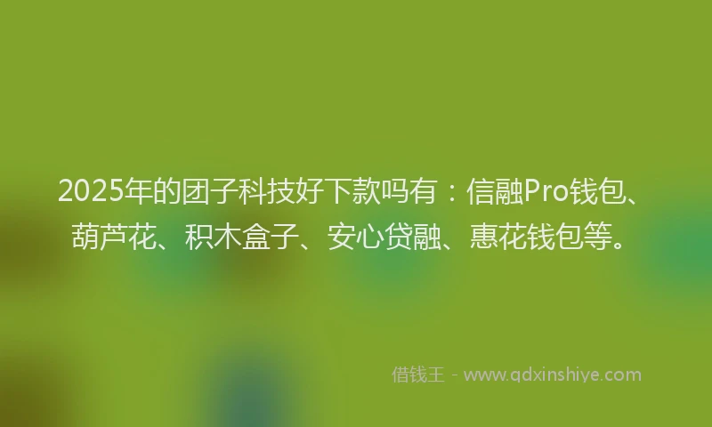 2025年的团子科技好下款吗有：信融Pro钱包、葫芦花、积木盒子、安心贷融、惠花钱包等。