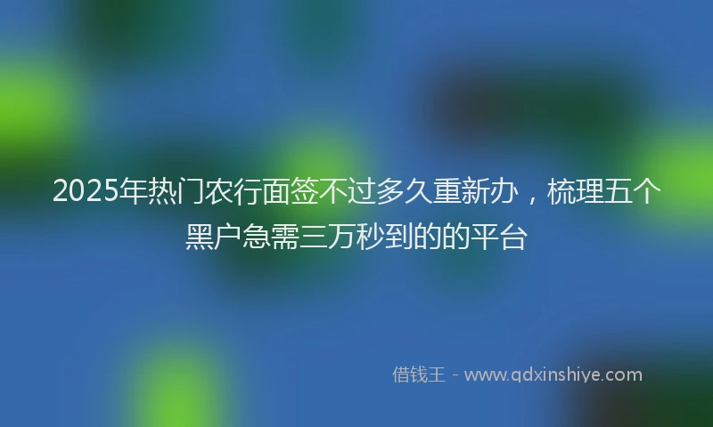 2025年热门农行面签不过多久重新办，梳理五个黑户急需三万秒到的的平台