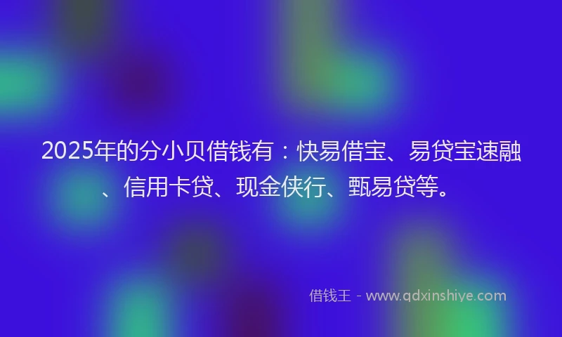 2025年的分小贝借钱有：快易借宝、易贷宝速融、信用卡贷、现金侠行、甄易贷等。