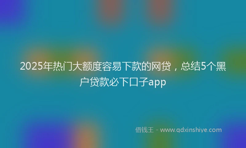 2025年热门大额度容易下款的网贷，总结5个黑户贷款必下口子app