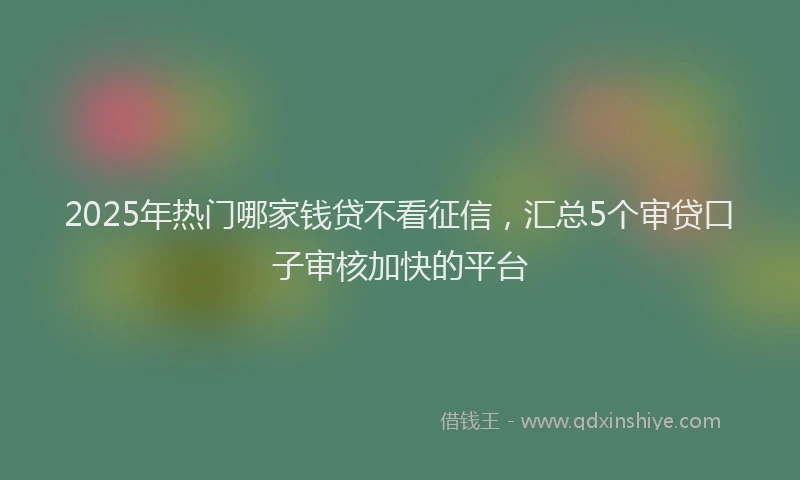 2025年热门哪家钱贷不看征信，汇总5个审贷口子审核加快的平台