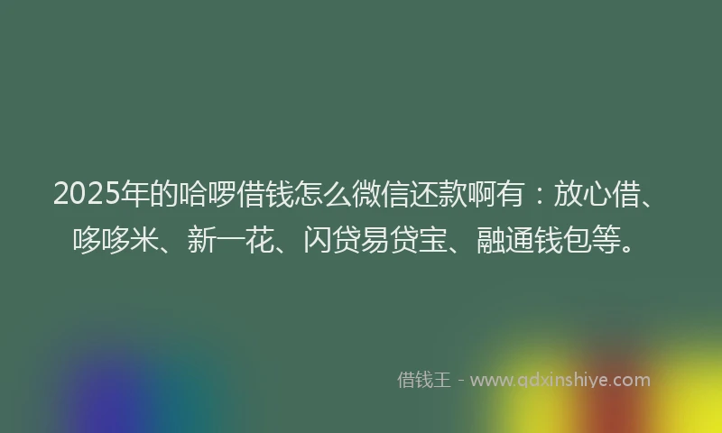 2025年的哈啰借钱怎么微信还款啊有：放心借、哆哆米、新一花、闪贷易贷宝、融通钱包等。