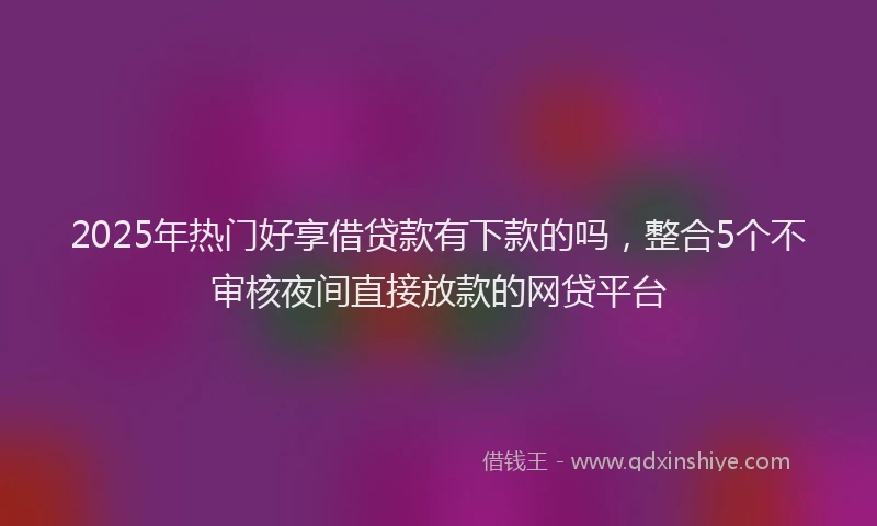 2025年热门好享借贷款有下款的吗，整合5个不审核夜间直接放款的网贷平台
