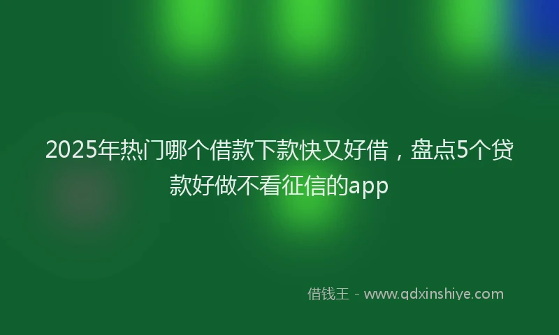 2025年热门哪个借款下款快又好借，盘点5个贷款好做不看征信的app