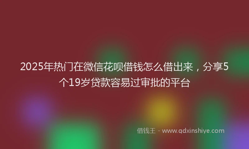 2025年热门在微信花呗借钱怎么借出来，分享5个19岁贷款容易过审批的平台