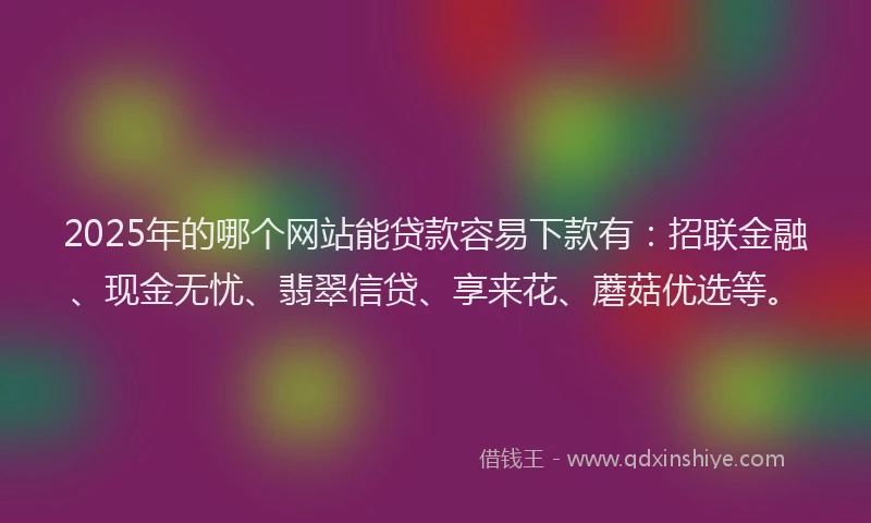 2025年的哪个网站能贷款容易下款有：招联金融、现金无忧、翡翠信贷、享来花、蘑菇优选等。