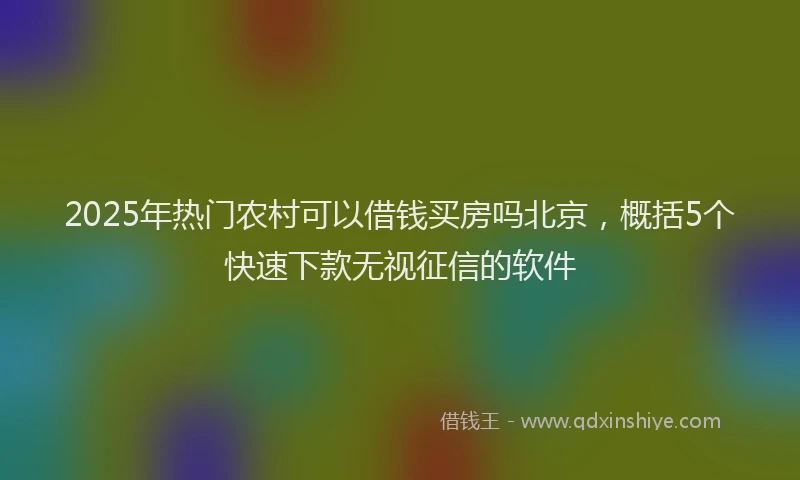 2025年热门农村可以借钱买房吗北京，概括5个快速下款无视征信的软件