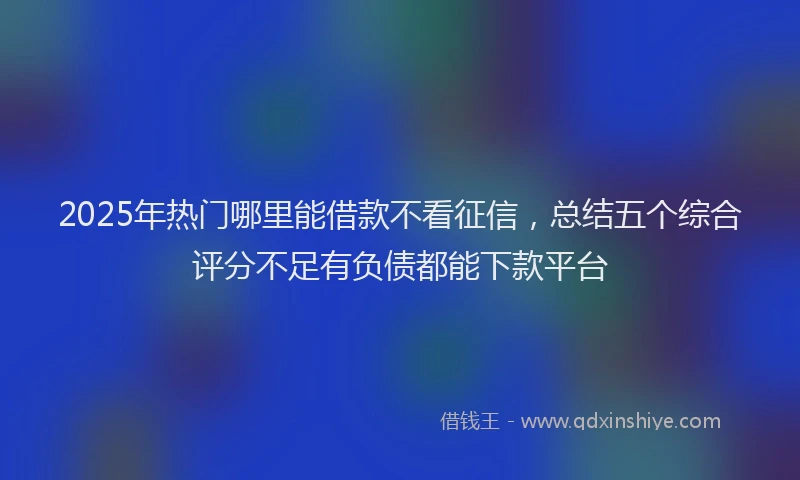 2025年热门哪里能借款不看征信，总结五个综合评分不足有负债都能下款平台