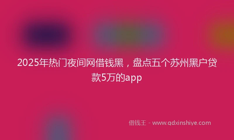2025年热门夜间网借钱黑，盘点五个苏州黑户贷款5万的app
