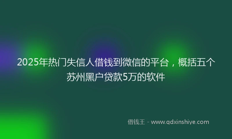 2025年热门失信人借钱到微信的平台，概括五个苏州黑户贷款5万的软件