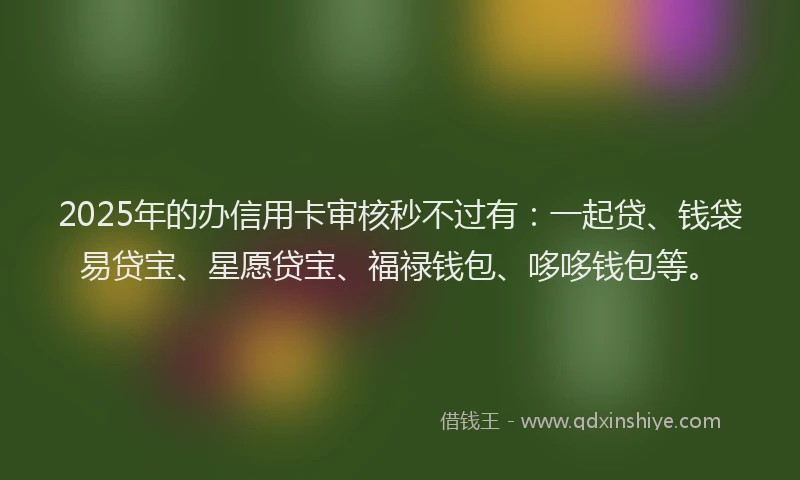 2025年的办信用卡审核秒不过有：一起贷、钱袋易贷宝、星愿贷宝、福禄钱包、哆哆钱包等。