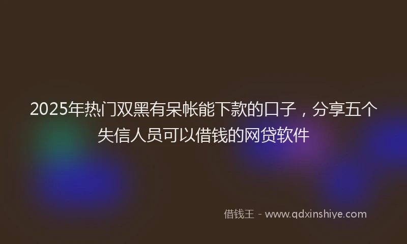 2025年热门双黑有呆帐能下款的口子，分享五个失信人员可以借钱的网贷软件