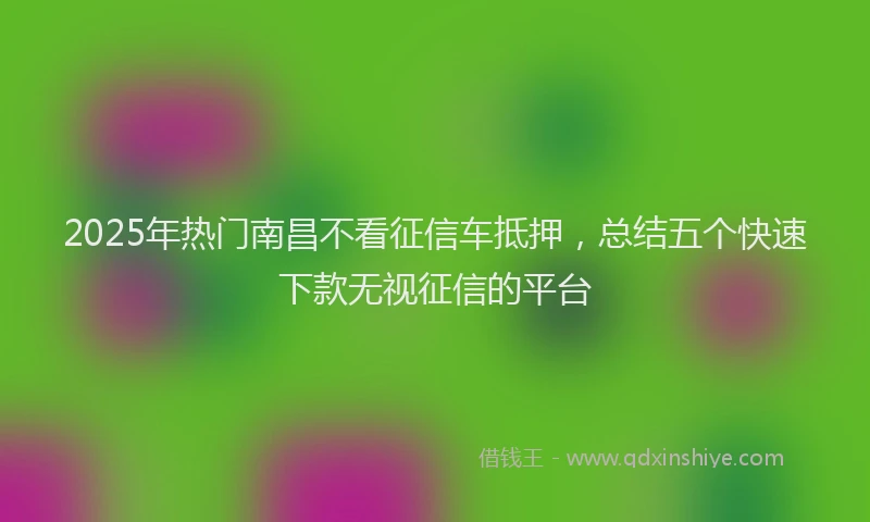 2025年热门南昌不看征信车抵押，总结五个快速下款无视征信的平台