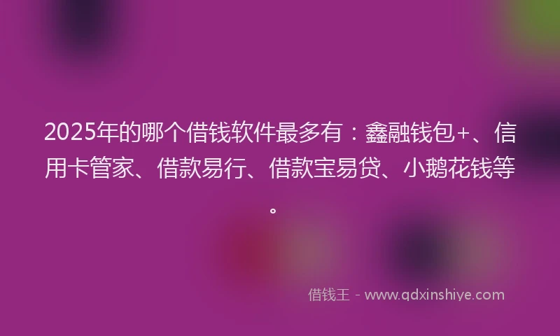 2025年的哪个借钱软件最多有：鑫融钱包+、信用卡管家、借款易行、借款宝易贷、小鹅花钱等。
