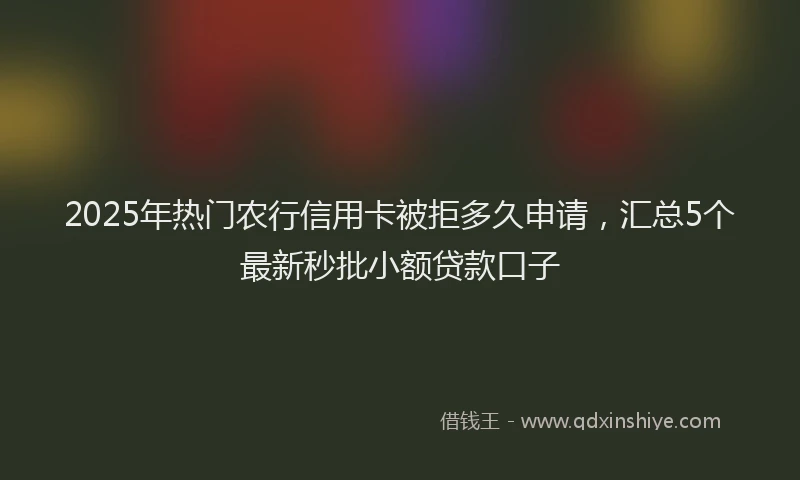 2025年热门农行信用卡被拒多久申请，汇总5个最新秒批小额贷款口子