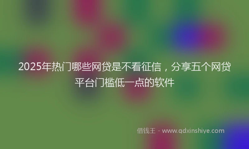 2025年热门哪些网贷是不看征信，分享五个网贷平台门槛低一点的软件