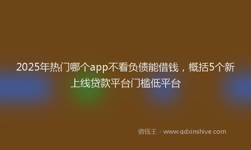 2025年热门哪个app不看负债能借钱，概括5个新上线贷款平台门槛低平台