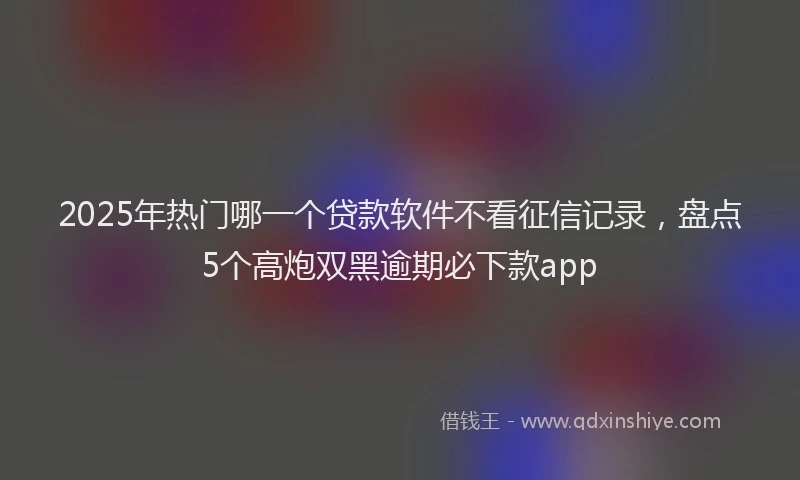 2025年热门哪一个贷款软件不看征信记录，盘点5个高炮双黑逾期必下款app