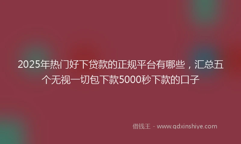 2025年热门好下贷款的正规平台有哪些，汇总五个无视一切包下款5000秒下款的口子