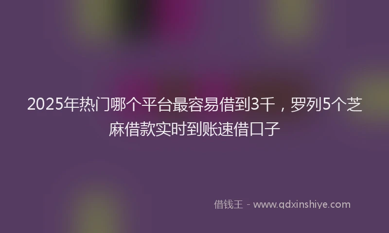 2025年热门哪个平台最容易借到3千，罗列5个芝麻借款实时到账速借口子