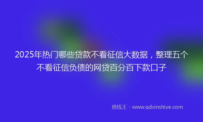 2025年热门哪些贷款不看征信大数据，整理五个不看征信负债的网贷百分百下款口子